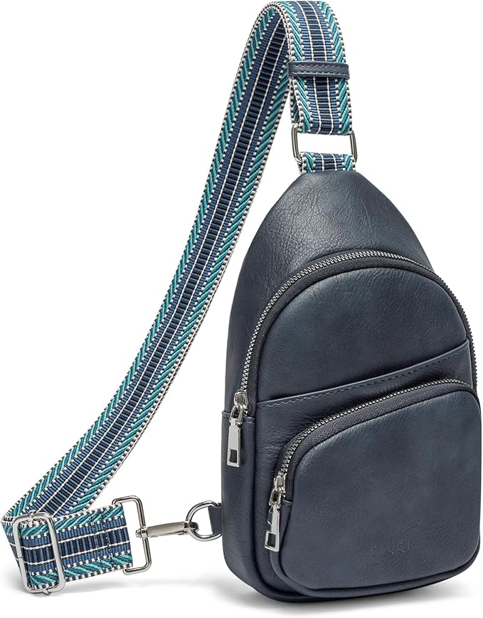 Blue Sling Vegan Crossbody Bag with Guitar Strap