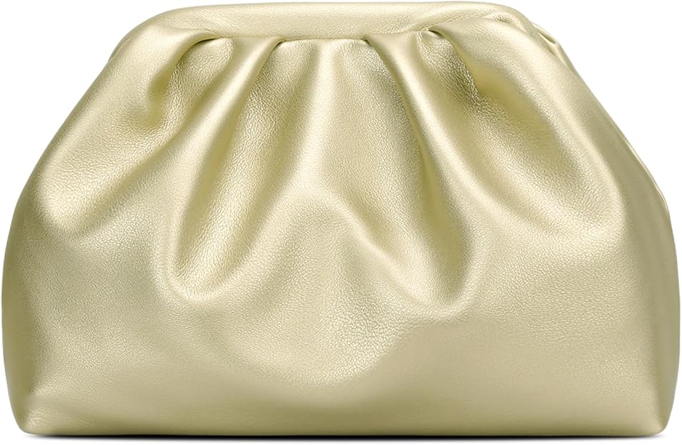 Gold Pleated Vegan Evening Bag