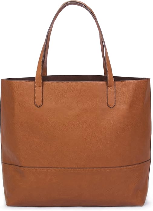 Large Vegan Tan Leather Tote Bag